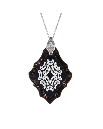 Colier de argint  Apricot, Magic Flower, Negru/Albastru