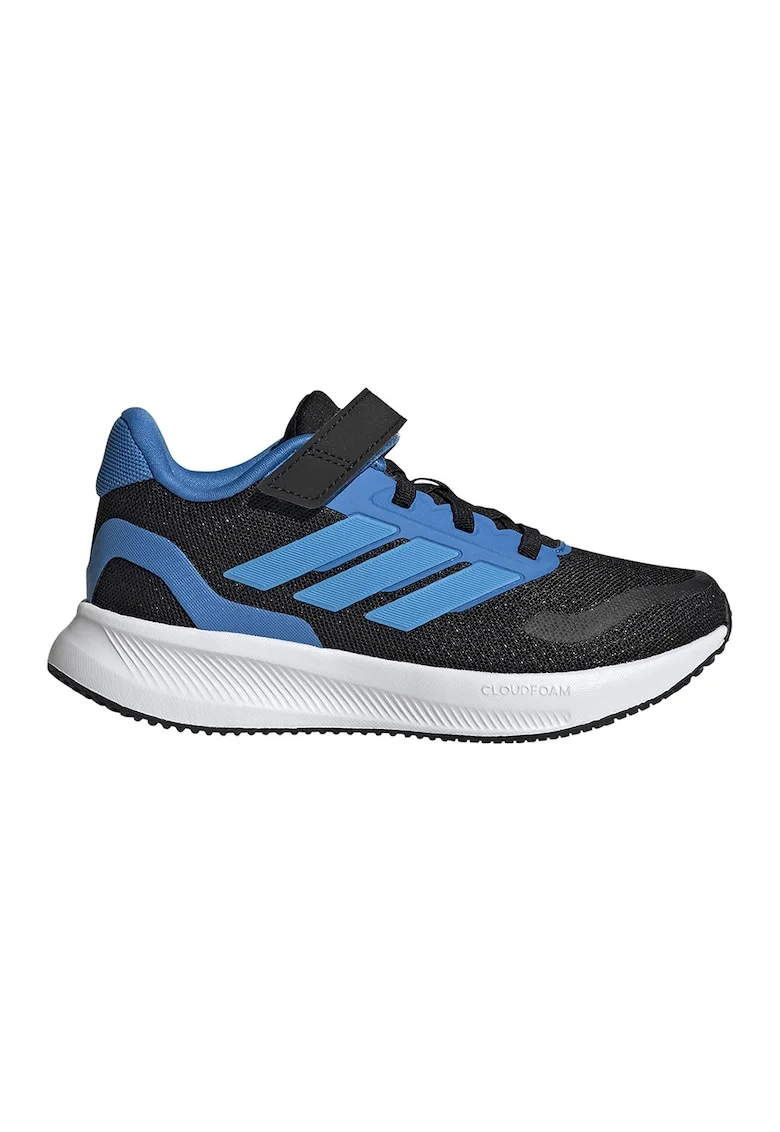 Pantofi sport Runfalcon 5 din plasa cu logo si velcro, Negru/Albastru deschis