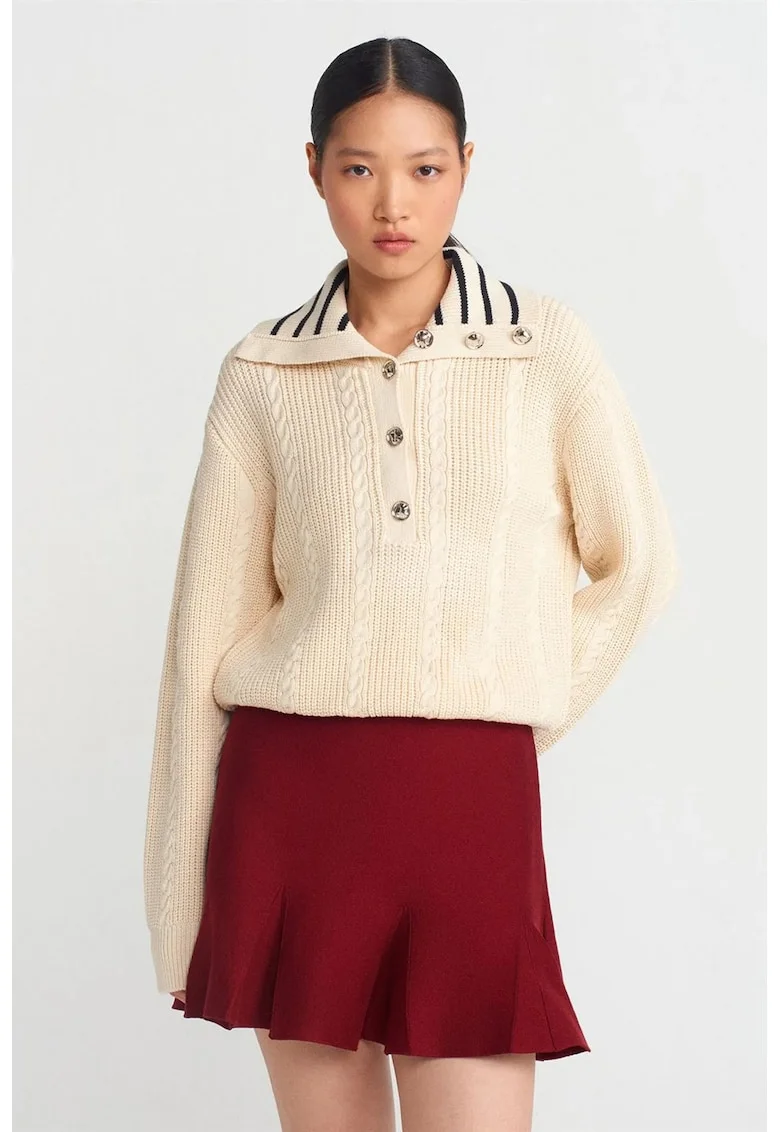 Fusta mini  talie inalta, evazata, rosu burgundy, viscoza/poliamida, One Size