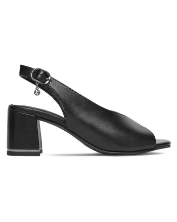Sandale dama,  piele naturala, negru, catarama