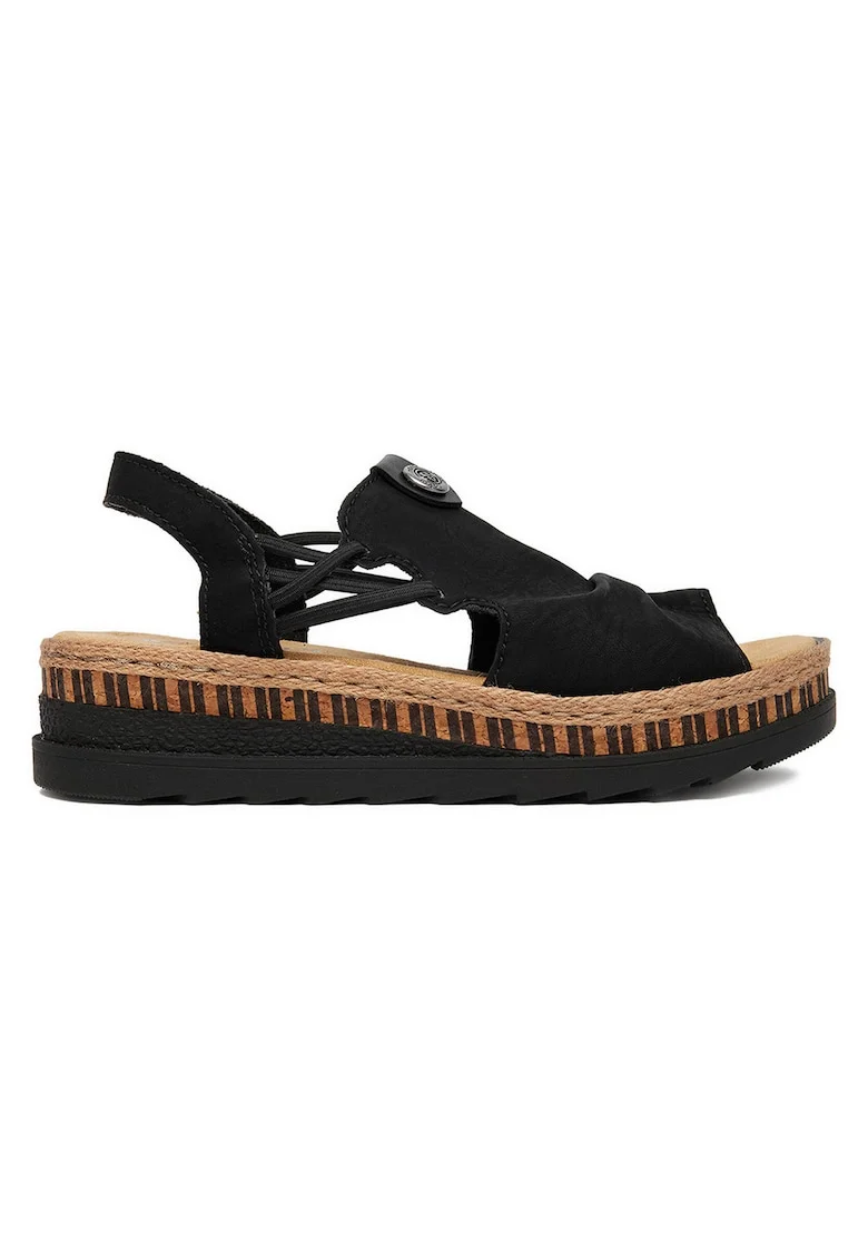 Sandale dama,  piele ecologica, negru, material interior textil