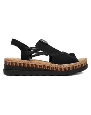 Sandale dama,  piele ecologica, negru, material interior textil