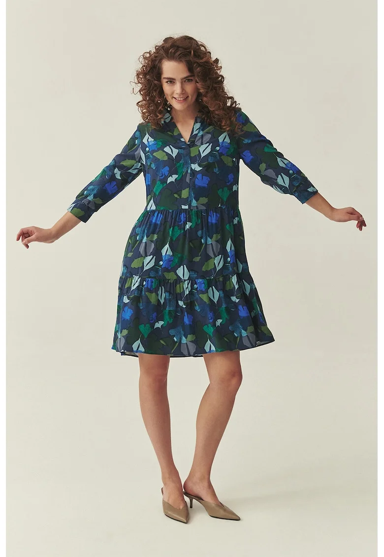 Rochie mini cu imprimeu floral, Albastru inchis/Verde padure/Verde smarald/Bleumarin