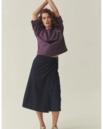 Bluza de trening cu maneci 3/4, Violet aubergine