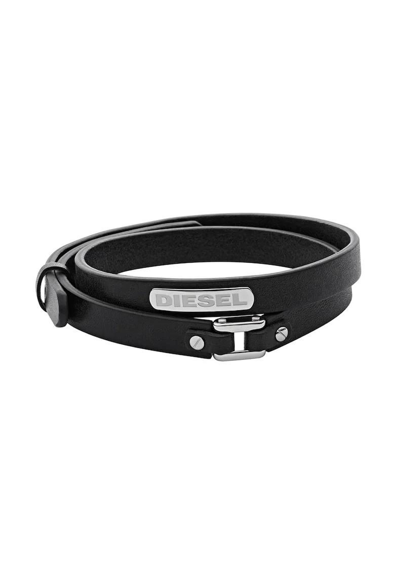 Bratara neagra de piele cu model infasurabil
