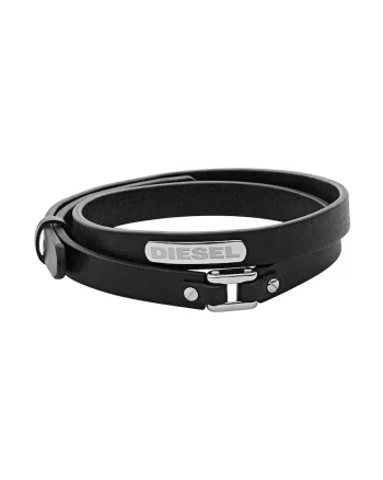 Bratara neagra de piele cu model infasurabil
