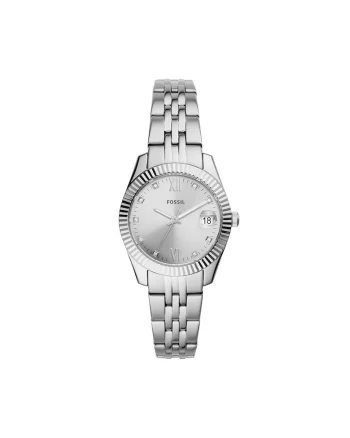 Ceas quartz cu detalii striate, Argintiu