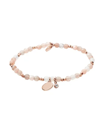 Bratara cu margele Fashion, Alb/Auriu rose