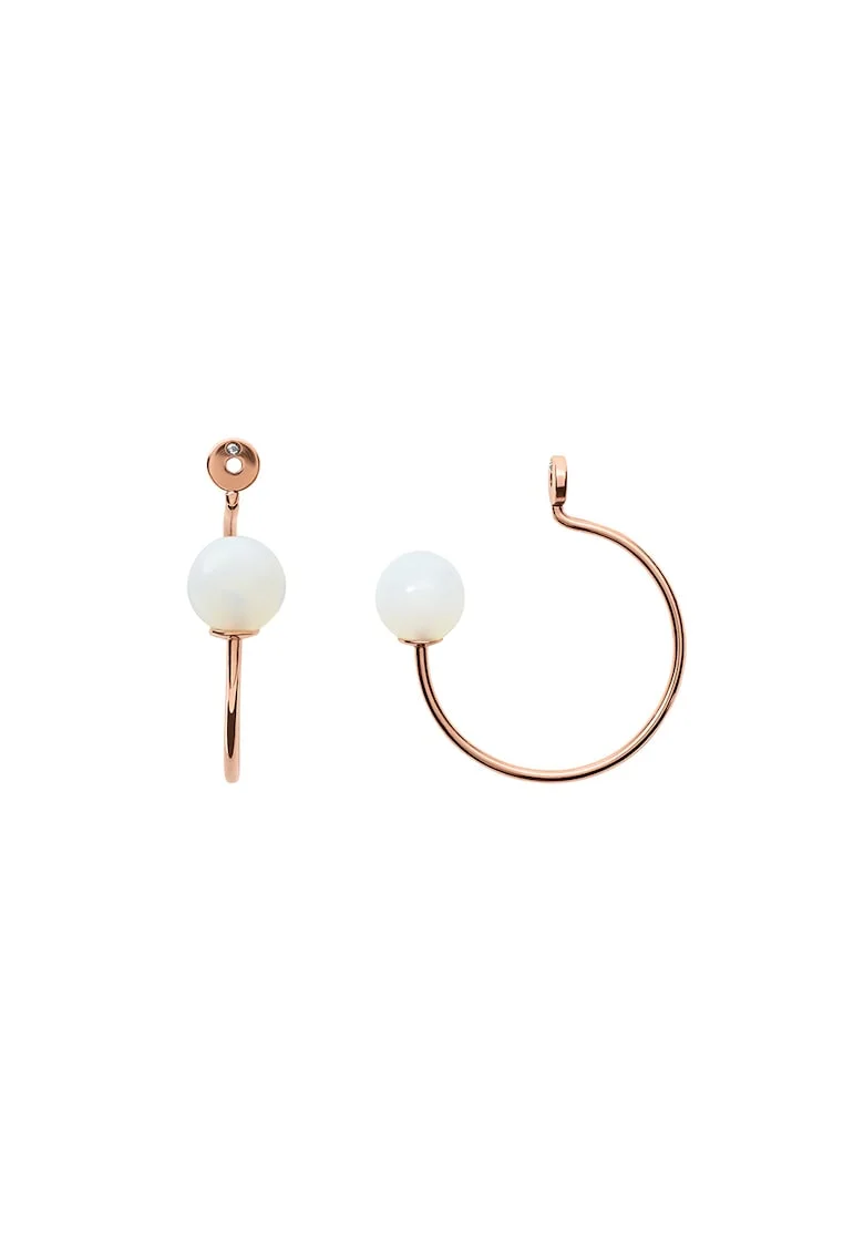 Accesorii cu margele cu irizatii pentru cercei rotunzi Fashion, Auriu rose