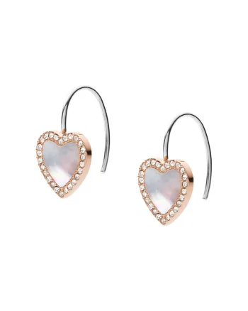 Cercei drop decorati cu Mother of Pearl si cristale, Argintiu/Auriu rose