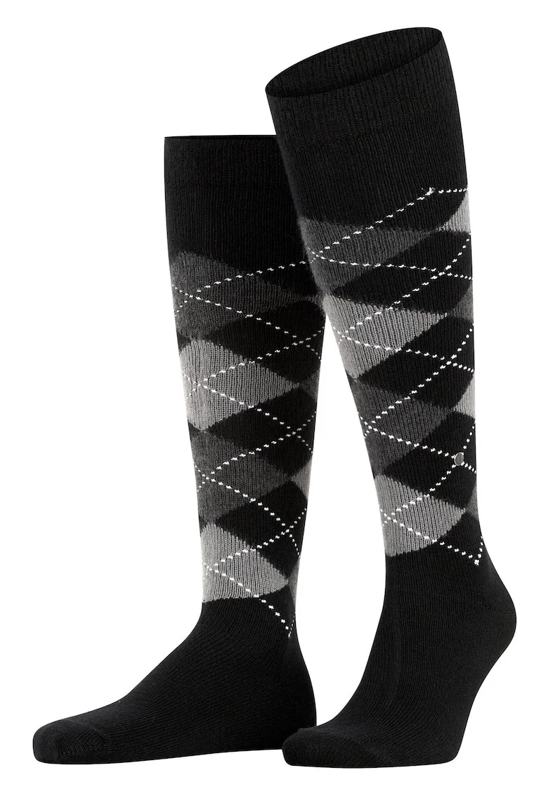 Sosete lungi pana la genunchi cu model geometric Preston 32717, Negru