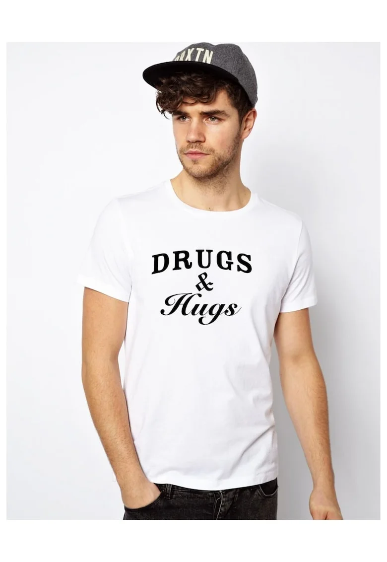 Tricou Drugs & Hugs - Alb
