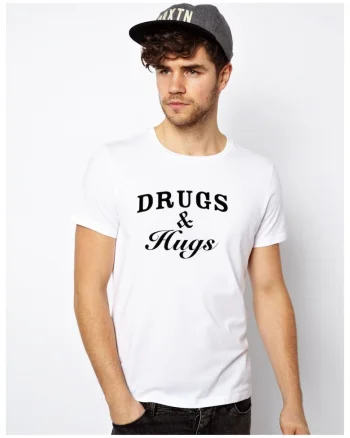 Tricou Drugs & Hugs - Alb