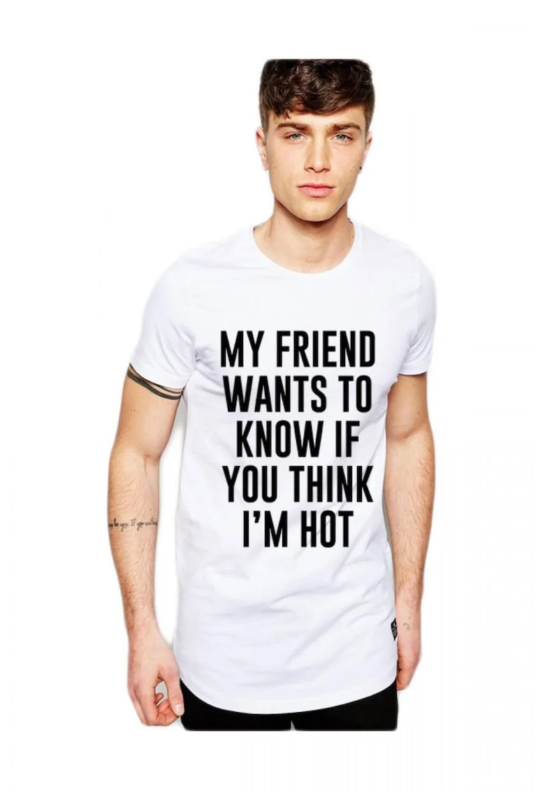 Tricou alb barbati - My Friend Wants To Know