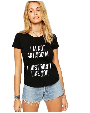 Tricou dama negru - I'm not antisocial