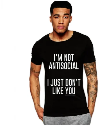 Tricou negru barbati - I'm not antisocial, Negru