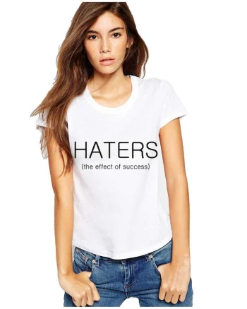 Tricou dama alb - HATERS