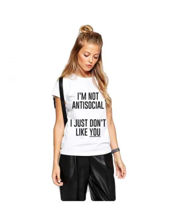 Tricou dama alb - I'm not antisocial
