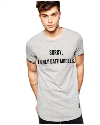 Tricou gri barbati - Sorry I only date models, Gri