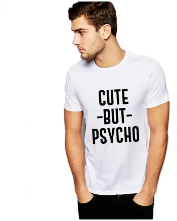 Tricou barbati alb - Cute but PSYCHO, Alb