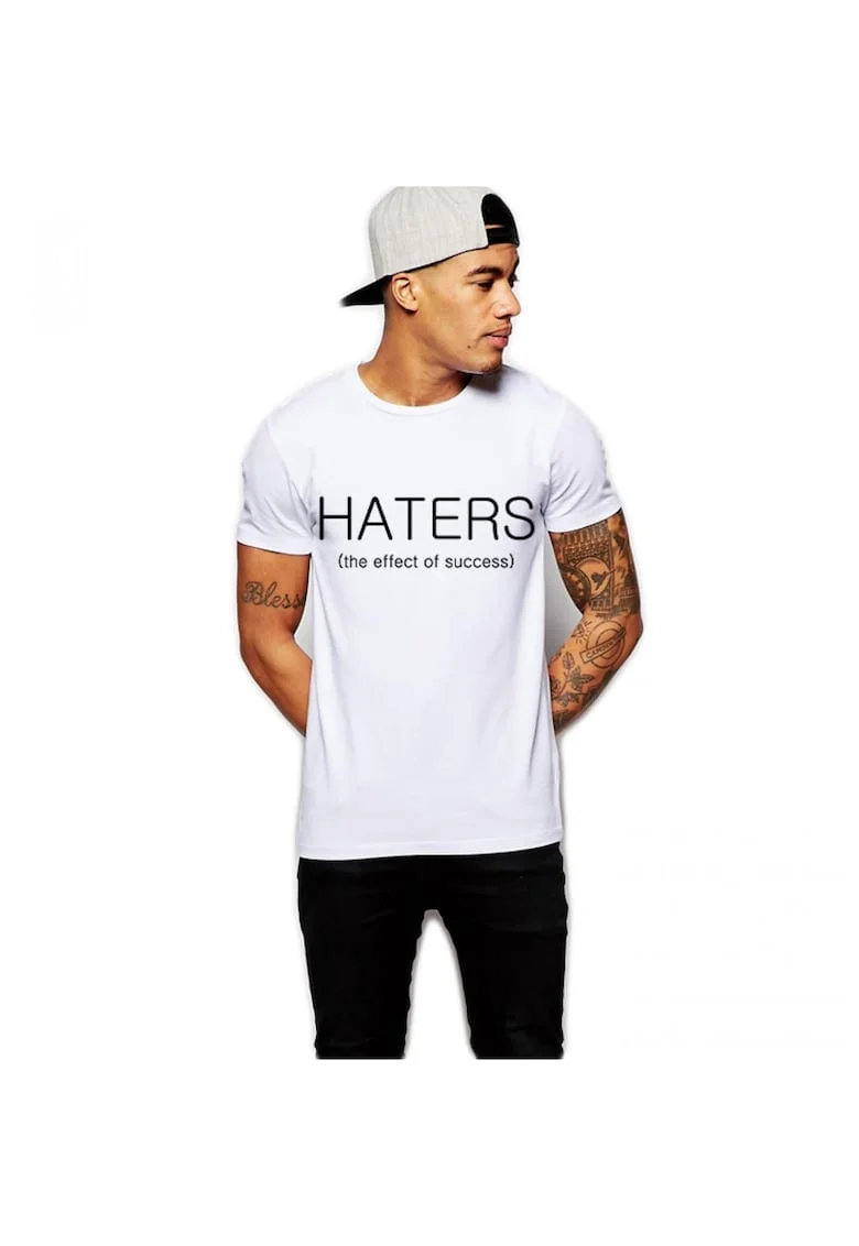 Tricou barbati alb - Haters, Alb