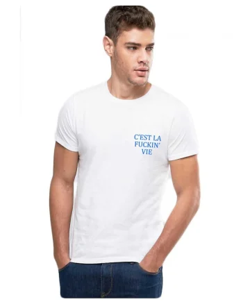 Tricou barbati alb - C'est la vie