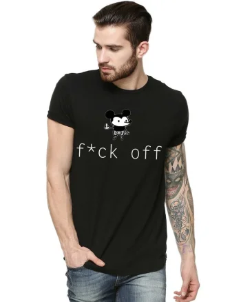 Tricou barbati negru - f*ck off Mickey Mouse