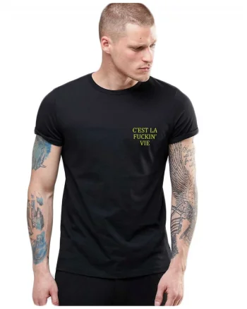 Tricou barbati negru - C'est la vie