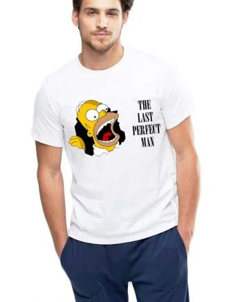 Tricou barbati alb - Simpson