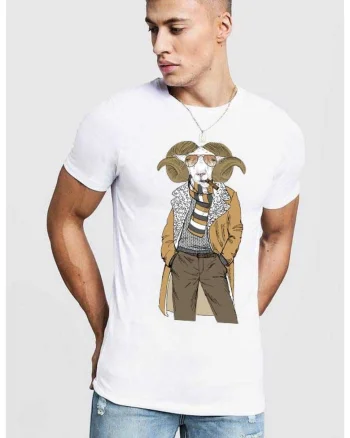 Tricou barbati alb - Berbec Fashion