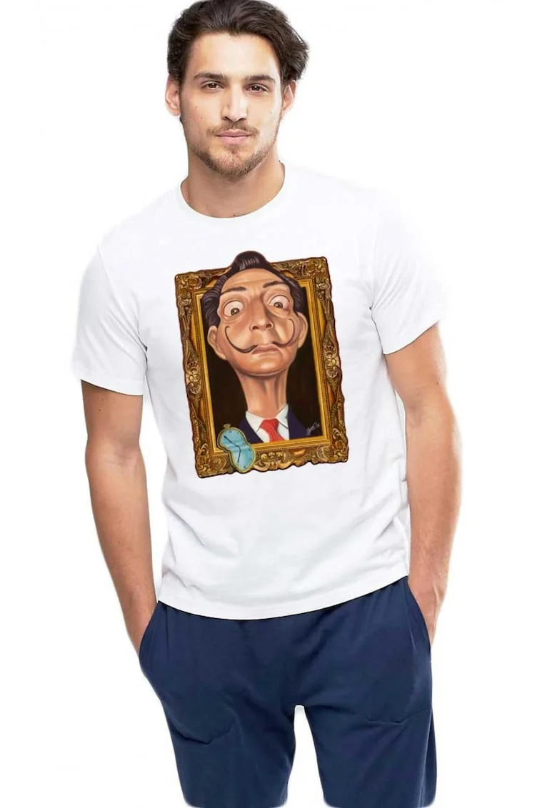 Tricou barbati alb - Dali - Frame