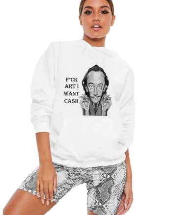 Hanorac dama alb - Dali - I want CASH