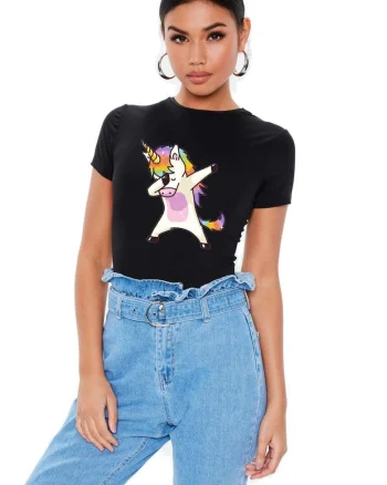 Tricou dama negru - Cool Unicorn
