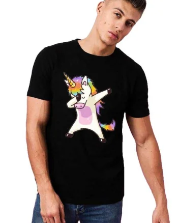 Tricou barbati negru - Cool Unicorn