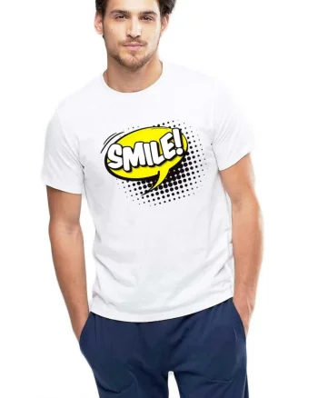 Tricou barbati alb - Smile