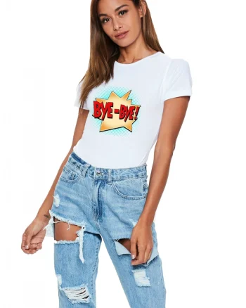 Tricou dama alb - Bye Bye
