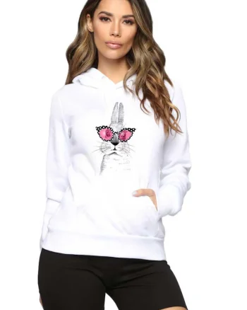Hanorac dama alb - Bunny Fashion