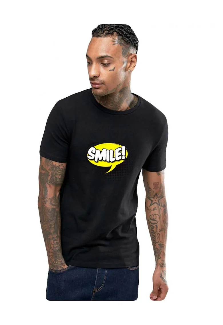 Tricou barbati negru - Smile
