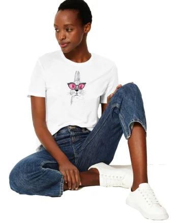Tricou dama alb - Bunny Fashion
