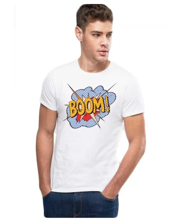 Tricou barbati alb - Boom
