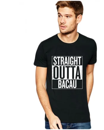 Tricou negru barbati - Straight Outta Bacau, Negru