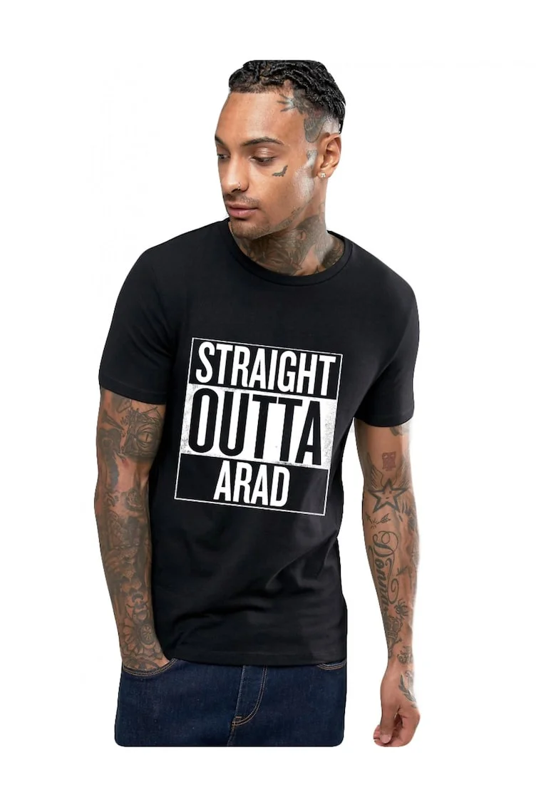 Tricou negru barbati - Straight Outta Arad, Negru
