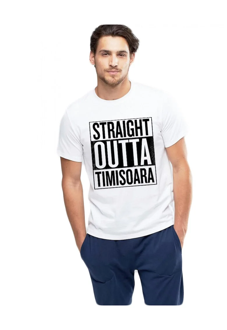 Tricou alb barbati - Straight Outta Timisoara, Alb