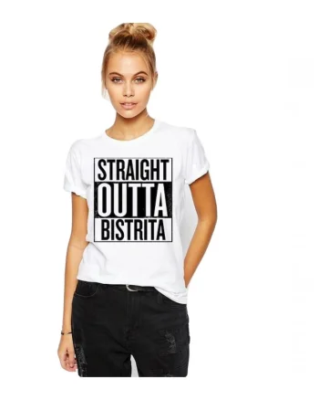 Tricou dama alb - Straight Outta Bistrita, Alb