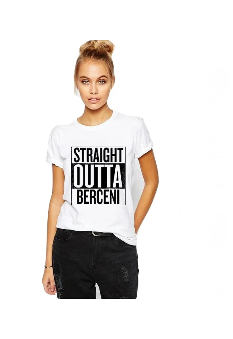 Tricou dama alb - Straight Outta Berceni, Alb