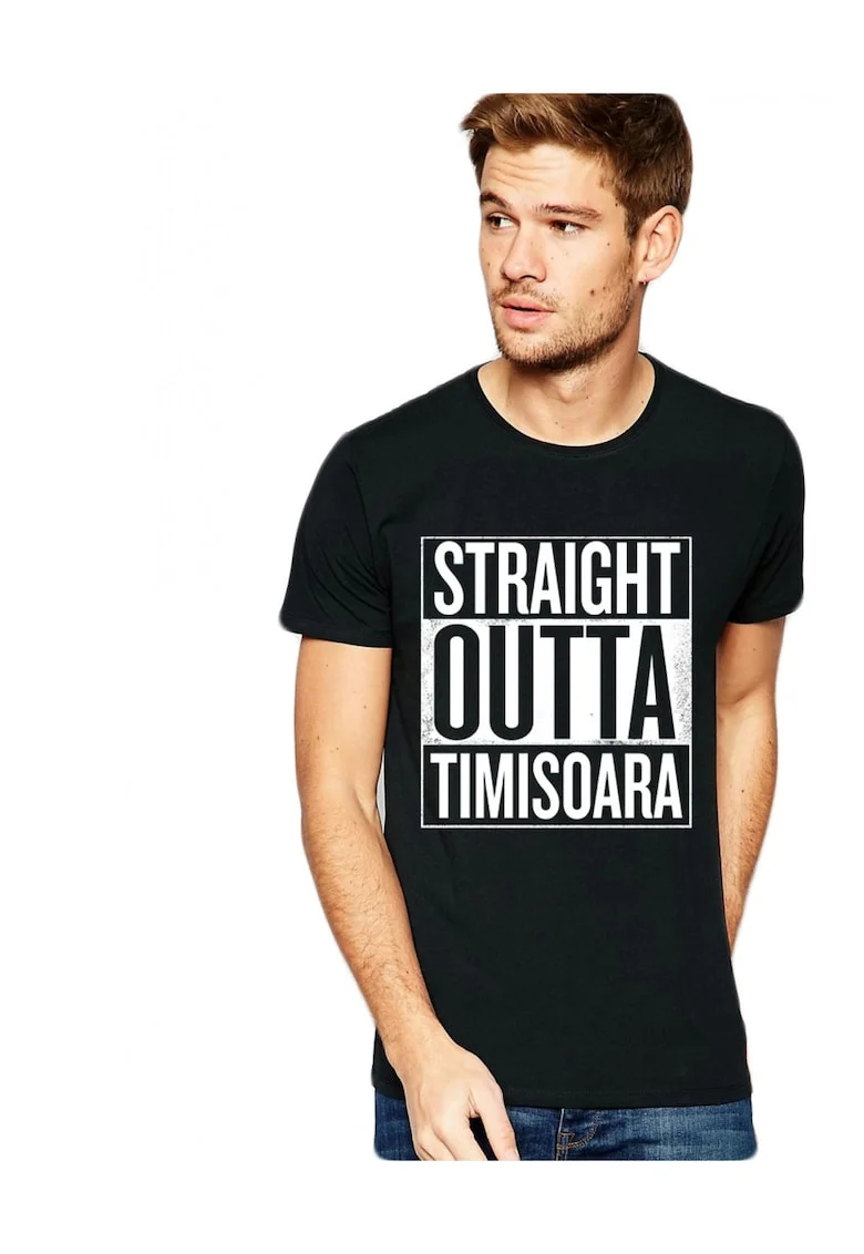 Tricou negru barbati - Straight Outta Timisoara, Negru