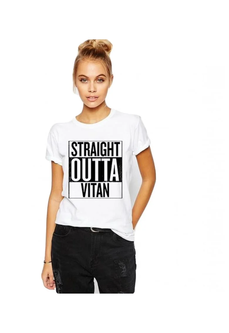 Tricou dama alb - Straight Outta Vitan, Alb