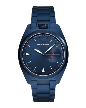 Ceas analog cu bratara metalica, Blaumarin/Rosu/Alb