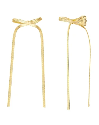 Cercei lungi placati cu aur de 14K, cu model funda, Auriu