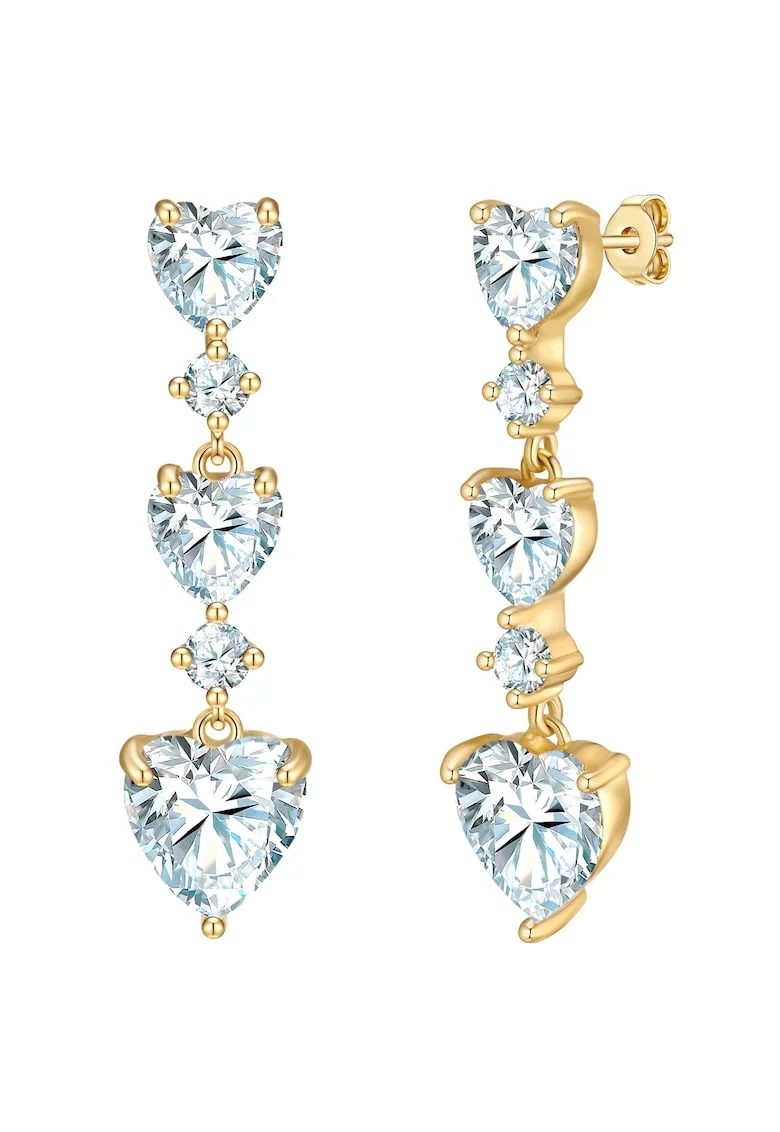 Modeschmuckohrhänger Drop earrings yellow gold zirconia white 232488